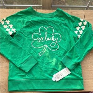 Cat & Jack Green 'So Lucky' Shamrock Sweatshirt